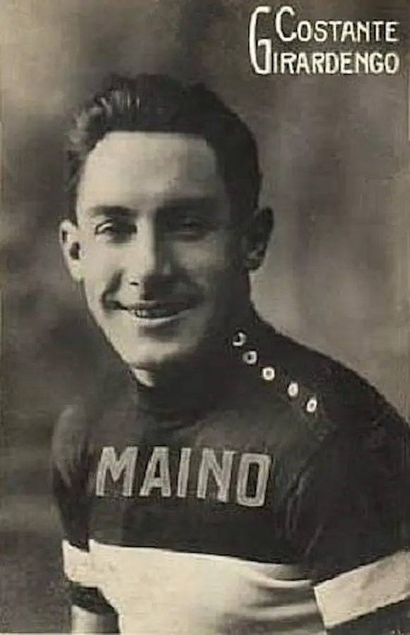 Ritratto storico di Costante Girardengo, ciclista della squadra Maino